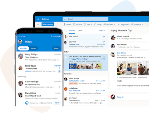 Une illustration de l'interface utilisateur d'Outlook