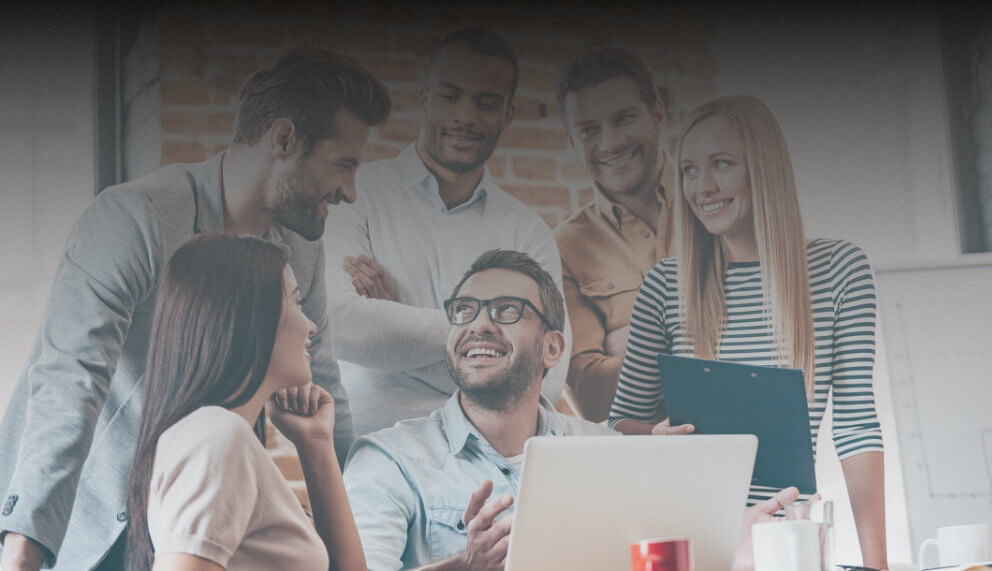 Group of happy office workers